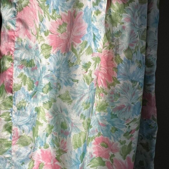 Vintage Floral Slip Skirt Groovy MCM Midi Pleated Retro Print Pastel Small - Picture 6 of 8